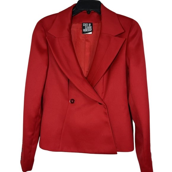 Claude Montana Jackets & Blazers - Vintage 1980's  State of Claude Montana Shaped Blazer Jacket Red Wool size 8